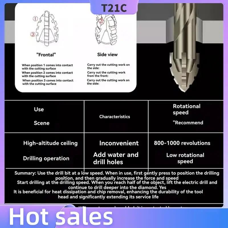 

T21C 6Pcs/Set Four Flute Sawtooth Drill Bit For Glass Tile Concrete Metal Drilling Tools High Performance Drill Bit 4-12Mm