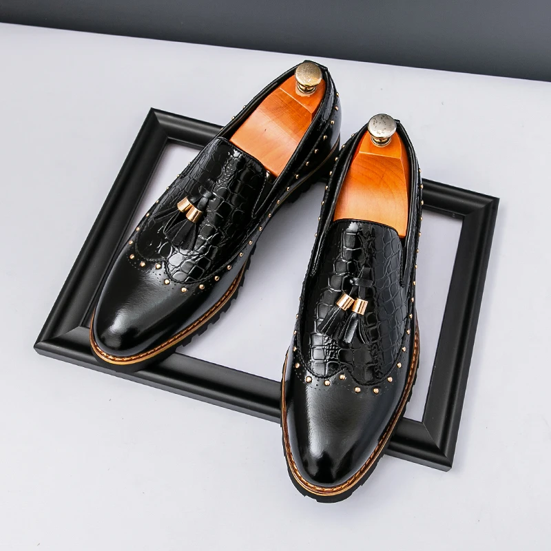 Designer Casual men's shoes Tassel and color blocking design styles Leisure Party Outdoor Fashion     Brock Social Wedding Shoes