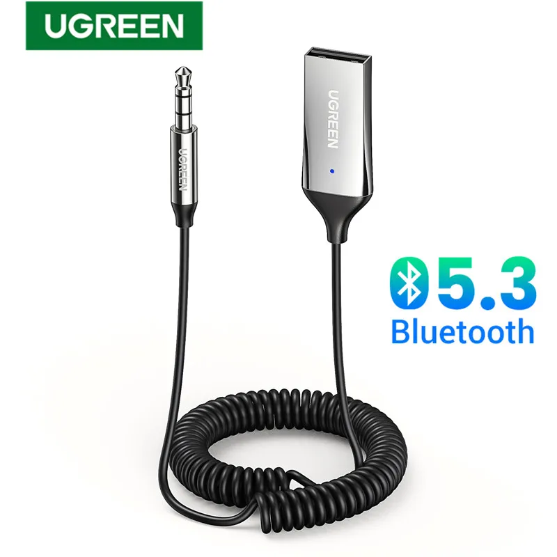 Uירוק Bluetooth Bluetooth אודיו מקלט מתאם רכב אלחוטי usb כדי 3.5 מ "מ שקע מיקרופון handsfree bluetooth 5.3 עבור אביזרי רכב
