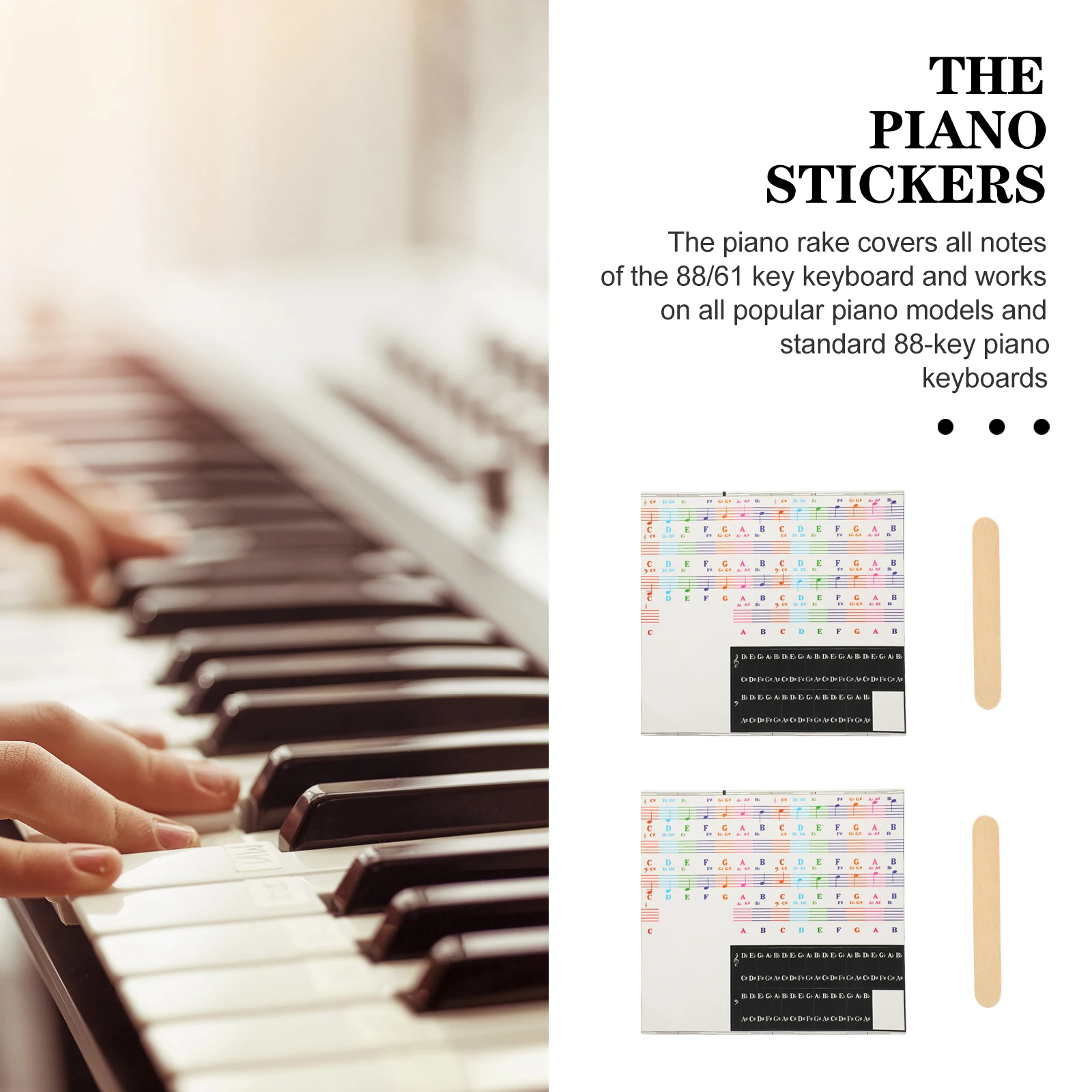 

Piano Stickers Key Keyboard Keys Learning Coloeful Electronic Decal Accessories Music