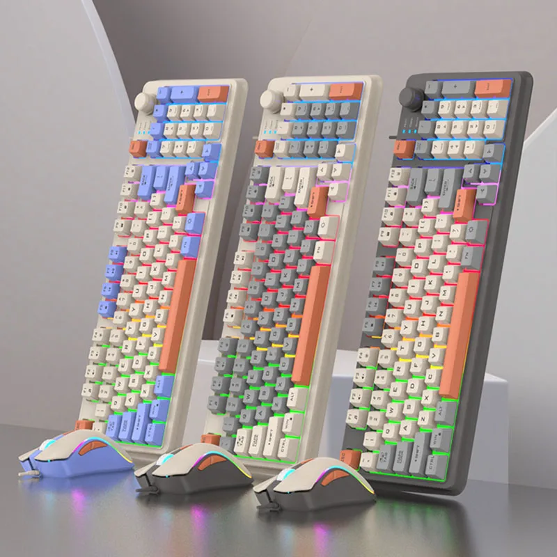 K820 USB Verdrahtete Tastaturen Maus Set Drei Farbige Leuchtende Gaming Tastatur 94 Tasten Spiel Desktop-Computer Zubehör