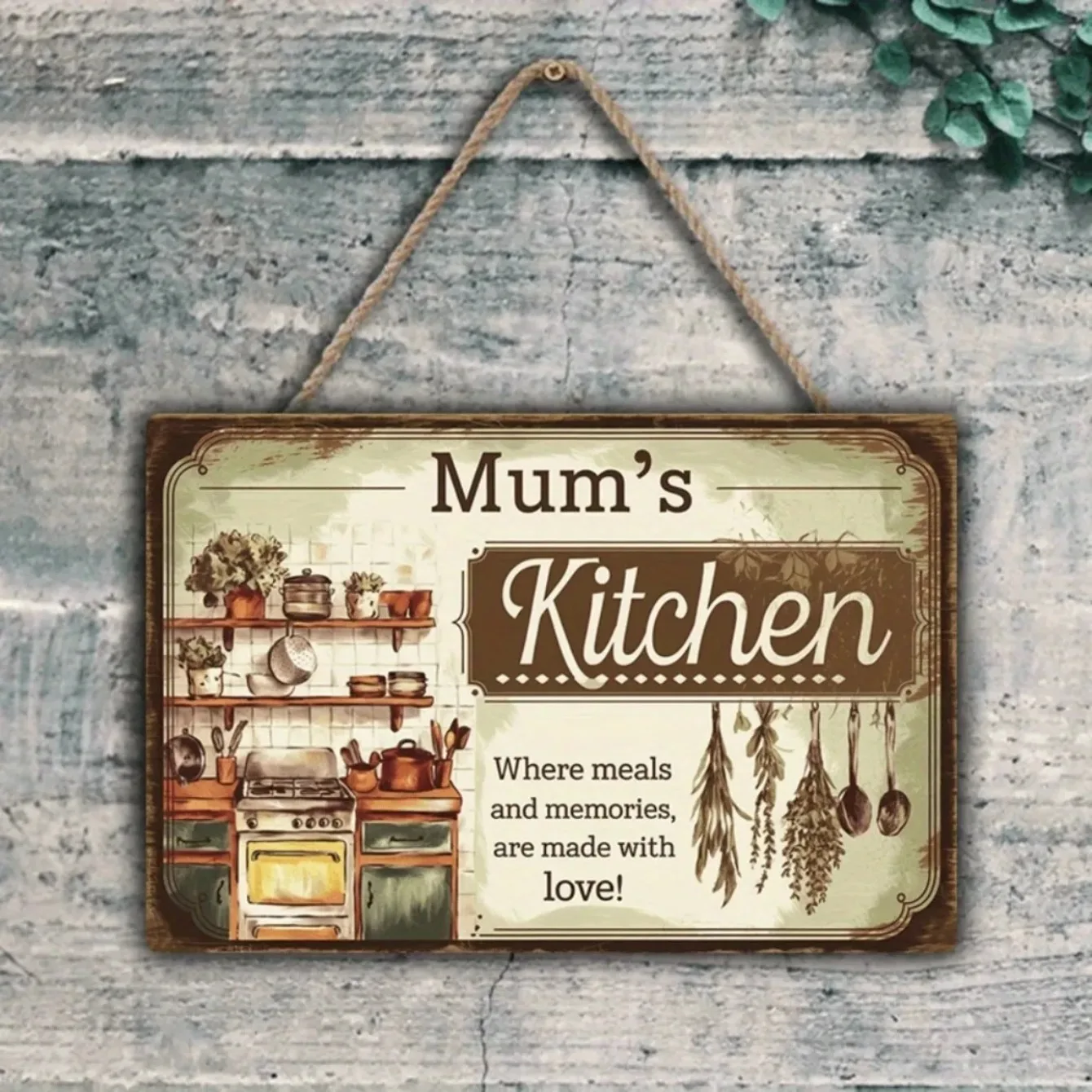 اسم مخصص وشعار ألومنيوم نصي مخصص - ديكور حائط عتيق فريد لمطبخ الأم، رائع لتزيين المطبخ. #6