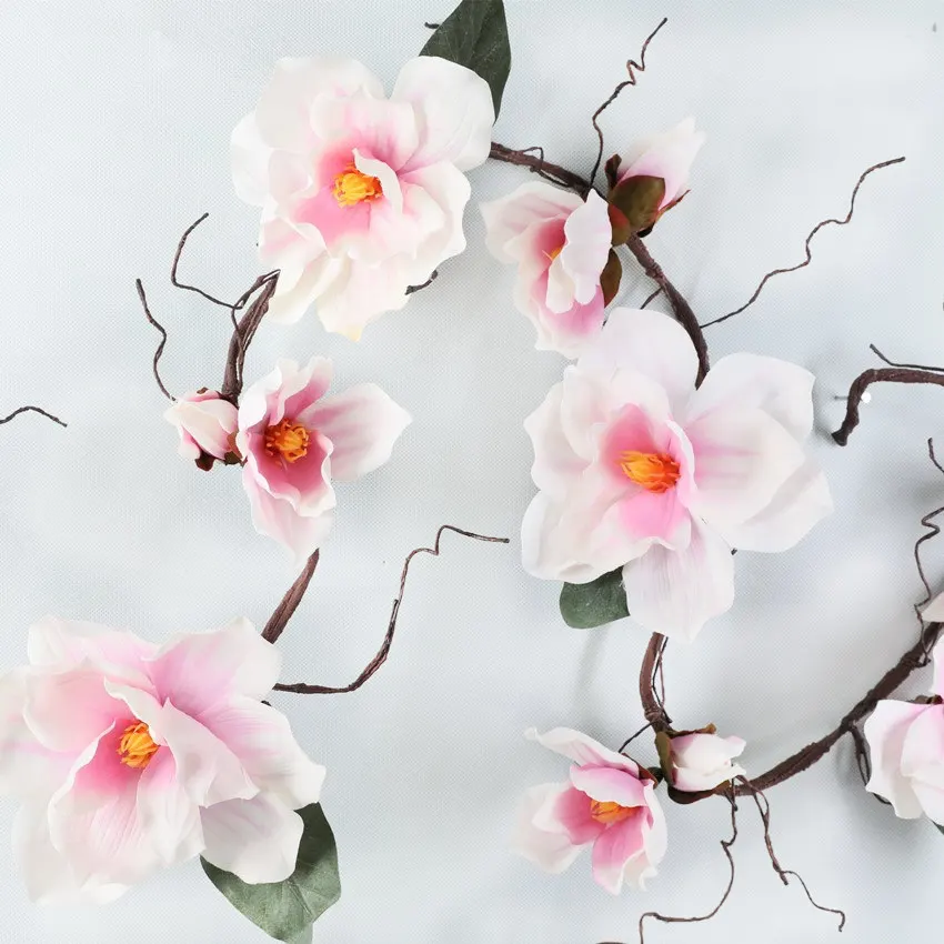 

185cm Foaming Branch Simulation Big Magnolia Flower Rattan for Home Wall Wedding Decoration Background Layout Fake Orchid Vine