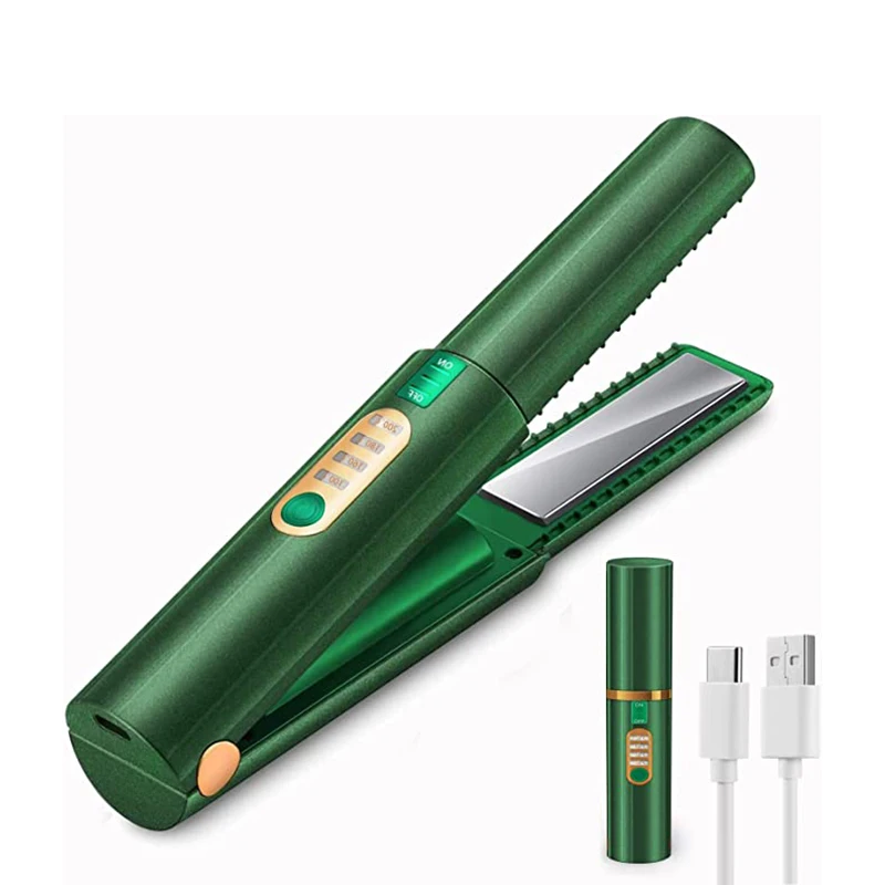 

Wirelessly Mini Flat Iron Hair Straightener Curler USB Recharge Ceramic Coating Plate Small Portable Cordless Hair Styling Tools