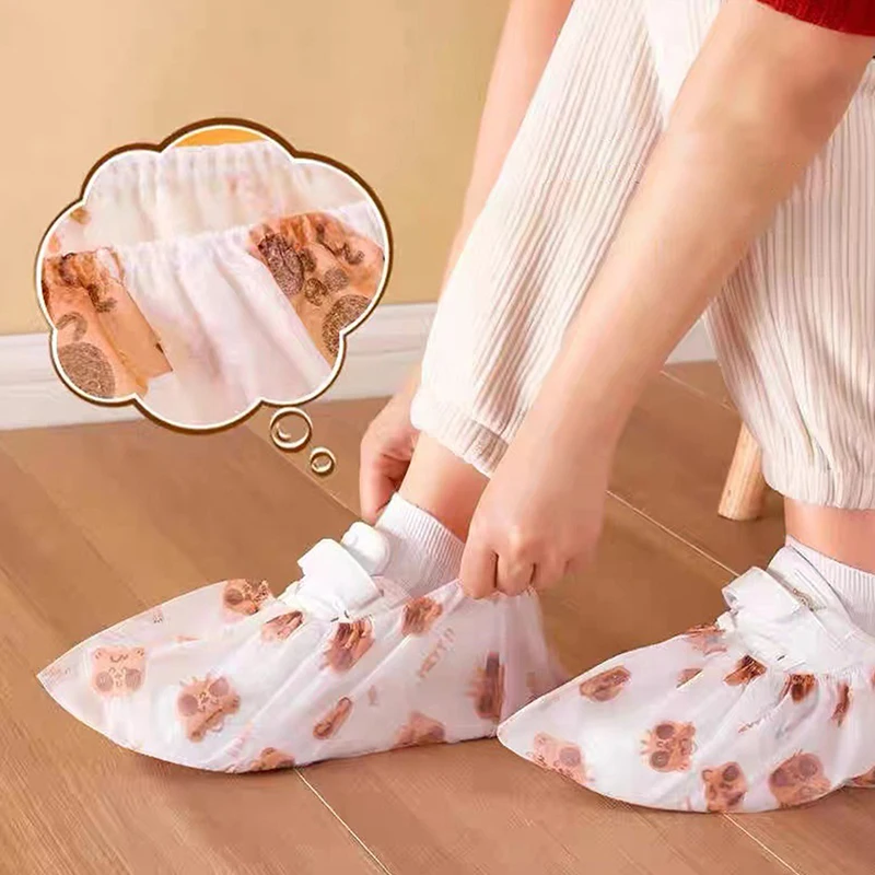 Disposable Shoe Covers Breathable Thickened Non-slip Household Shoe Accessories Shoe Cover Printed Cartoon Dustproof Foot Cover