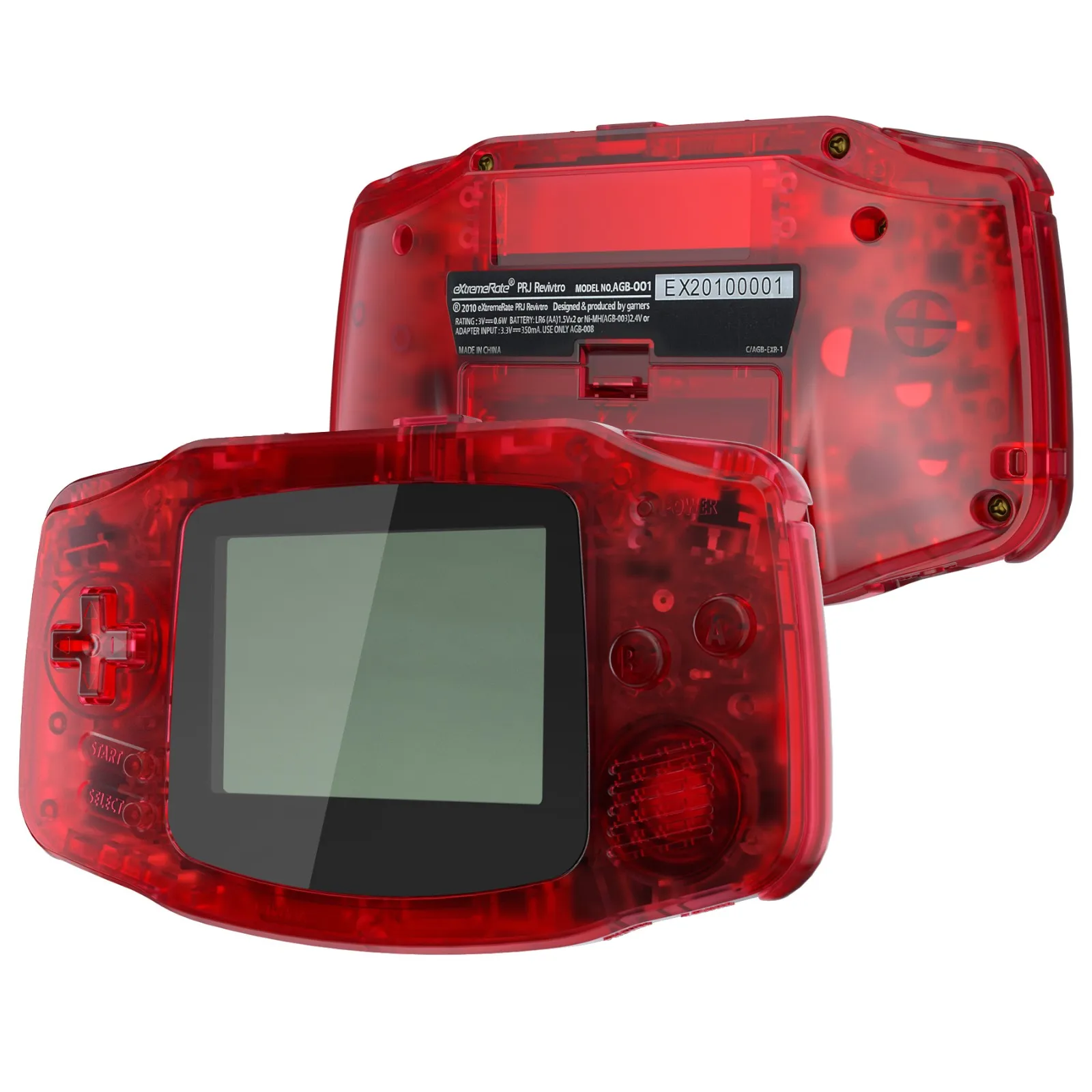 

eXtremeRate IPS Ready Upgraded Replacement Shell Full Housing Cover Buttons for Gameboy Advance - Clear Red