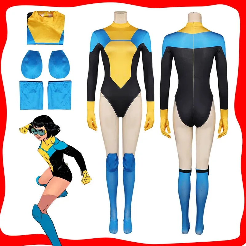 

Непобедимый Terra Grayson косплей женский желтый синий комбинезон костюм для ролевых игр для женщин боди Хэллоуин карнавальный костюм для вечеринки