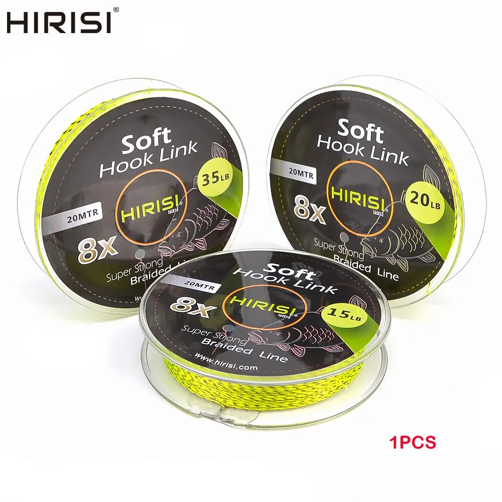 Hirisi 1PCS Carp Fishing Line Soft Hook Link 8 Strand 20m Carp Leadcore Braid Line Hair Rig Fishing Accessories Terminal Tackle