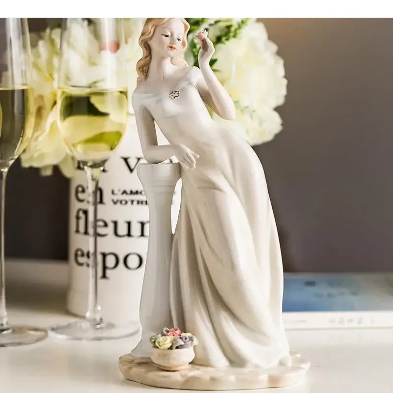 Graceful Beauty Statue Angel Characters Ceramic Sculpture Desk Decoration Figure Figurines Modern Home Decor Artwork Ornaments