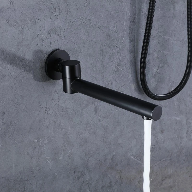 Copper spout wall-mounted rotatable swing nozzle concealed shower shower fittings under the spout faucet gold color