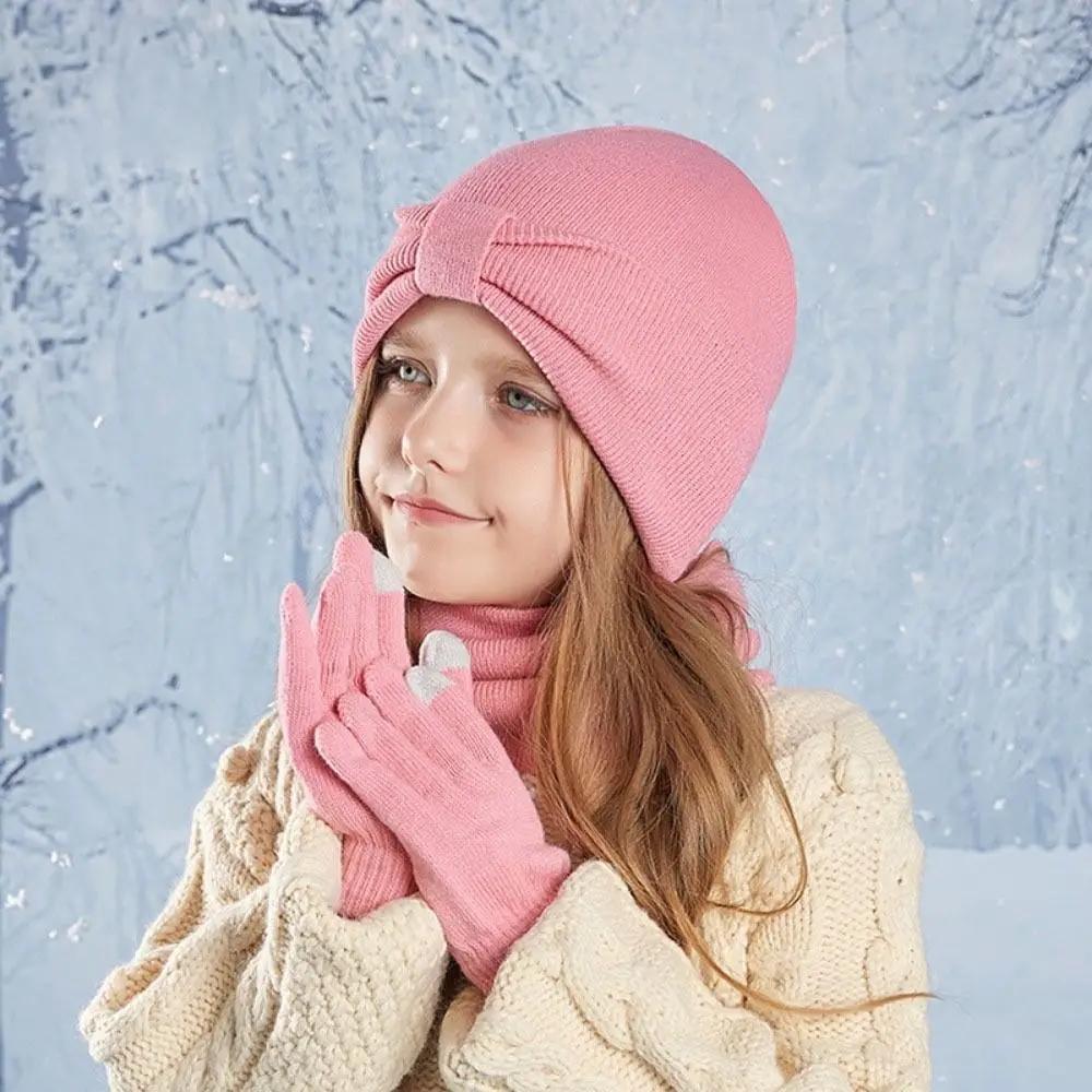 3 قطعة/المجموعة بلون محبوك قبعات للأطفال يندبروف محبوك الأطفال قبعة وشاح قفازات مجموعة الدافئة رشاقته Pompom الشتاء الاطفال قبعة صغيرة