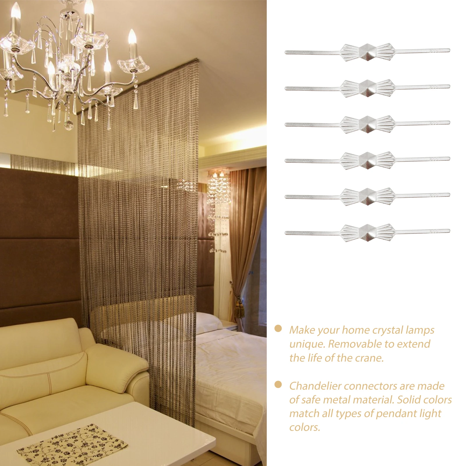

200pcs Fastening Crystals Clips Ceiling Light Connector For Home Lamp Bow Tie Chandelier Connectors Replacements Accessories