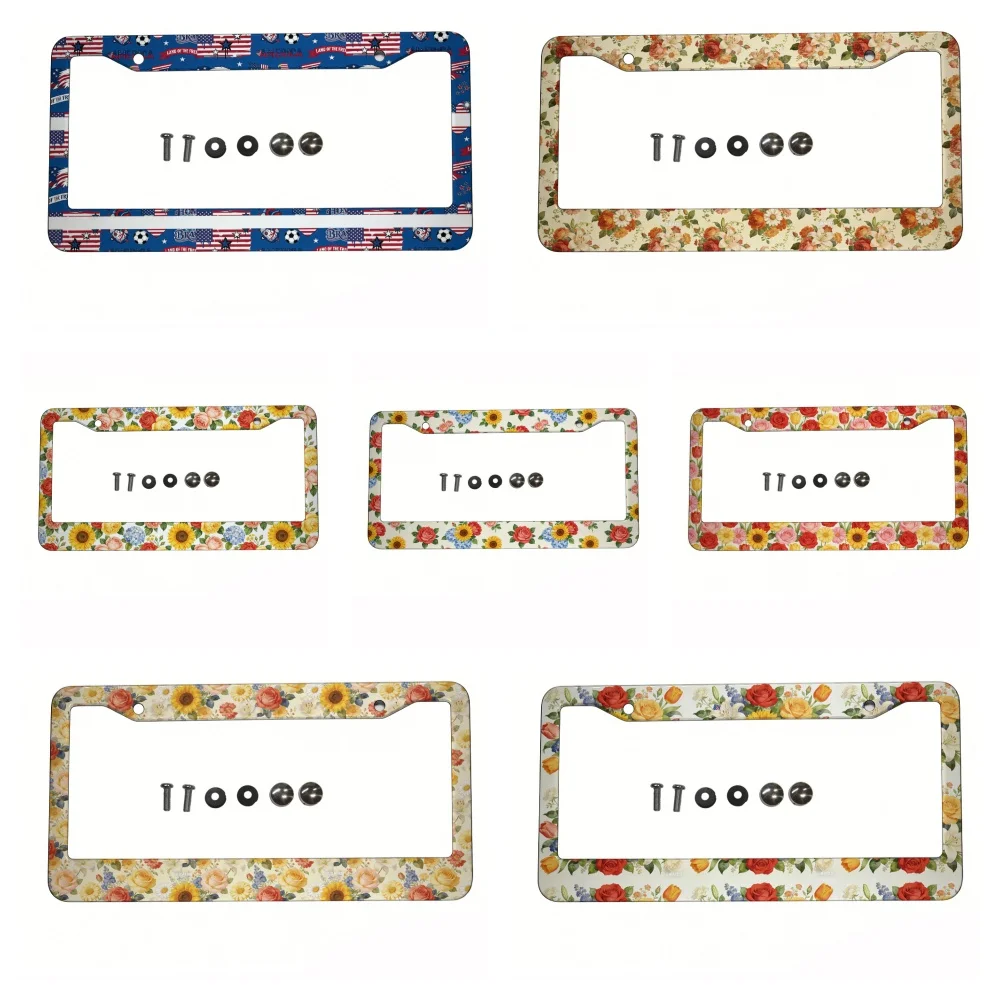 bouquet of flowers American Car 12" x 6" Laser Cut Chrome FLicense Plate Frames- Car/Truck/SUV Automobile Decoration Accessory