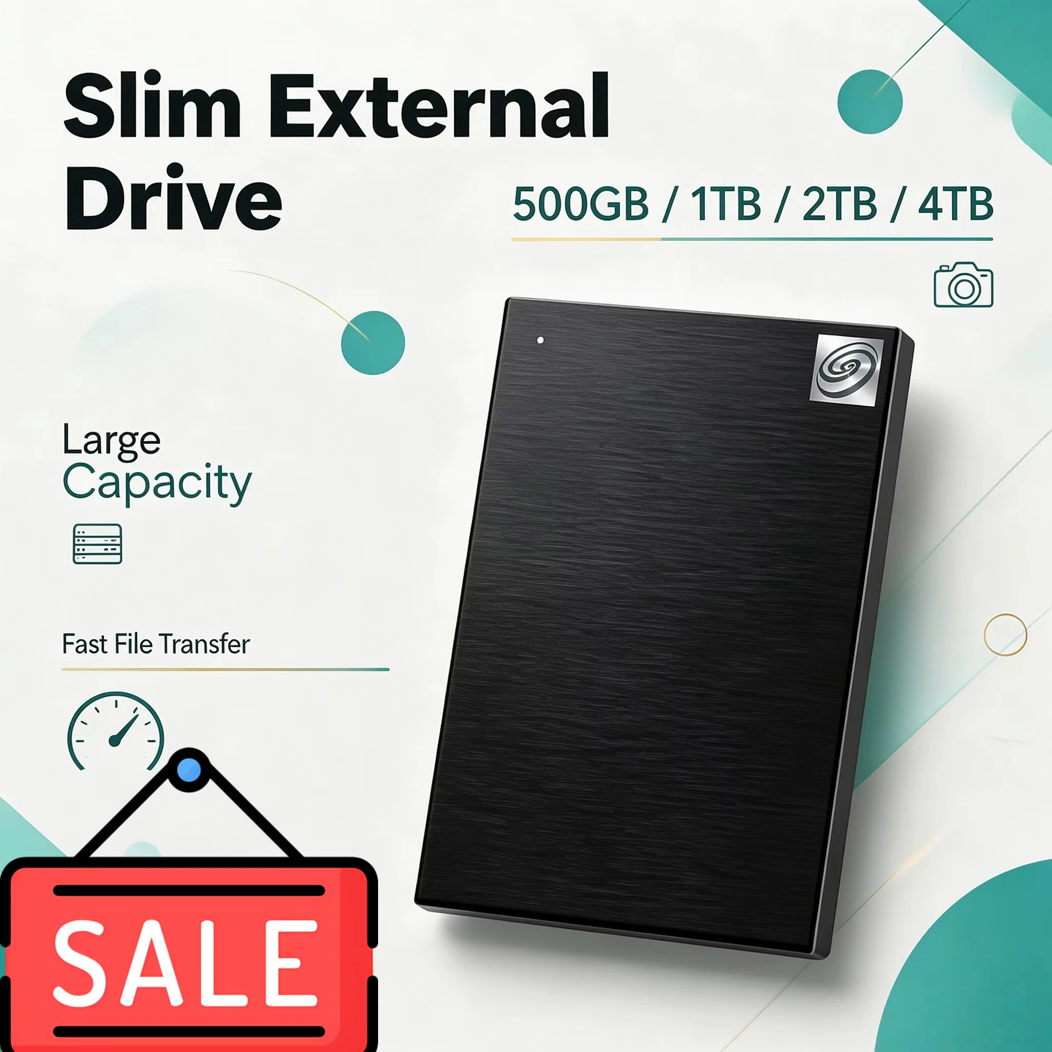 Black USB3.0 Portable Hard Drive 2.5 Inch Large Capacity External HDD for Laptop Office Data Recovery 500GB 1TB 2TB 4TB