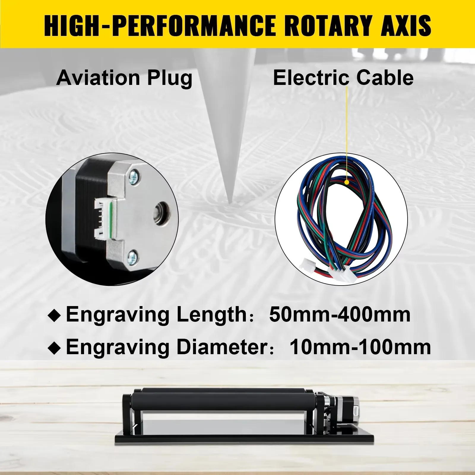 VEVOR Rotary Axis Attachment 4 Wheels Laser  Attachment  42 Stepper Motor Laser Cutter Rotary Laser Rotary Axis