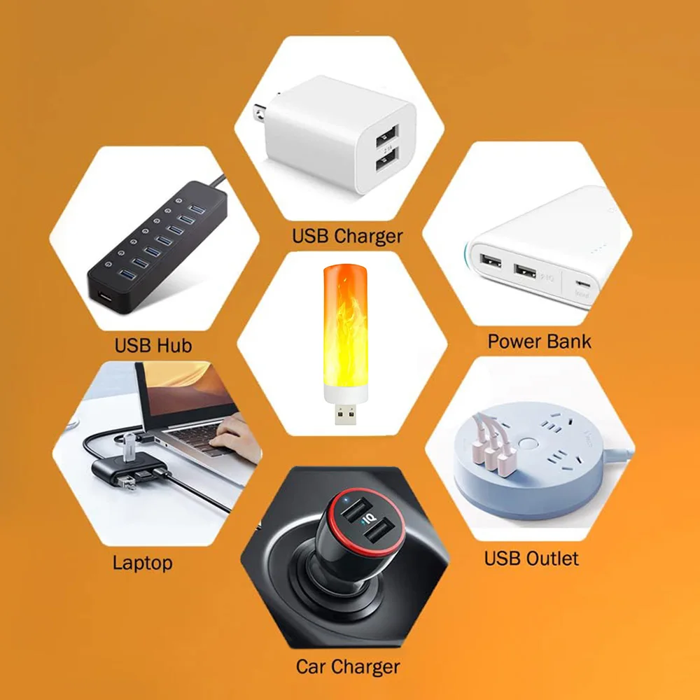 USB фонарь с эффектом пламени