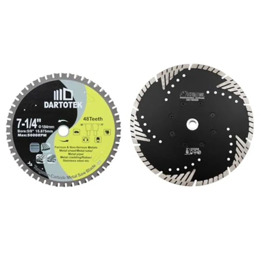 

7-1/4"/184mm Metal Cutting Disc Circular Saw Blade 48T Tungsten Carbide Tipped TCT Cut Off Wheel for Steel Stainless Steel Ferr
