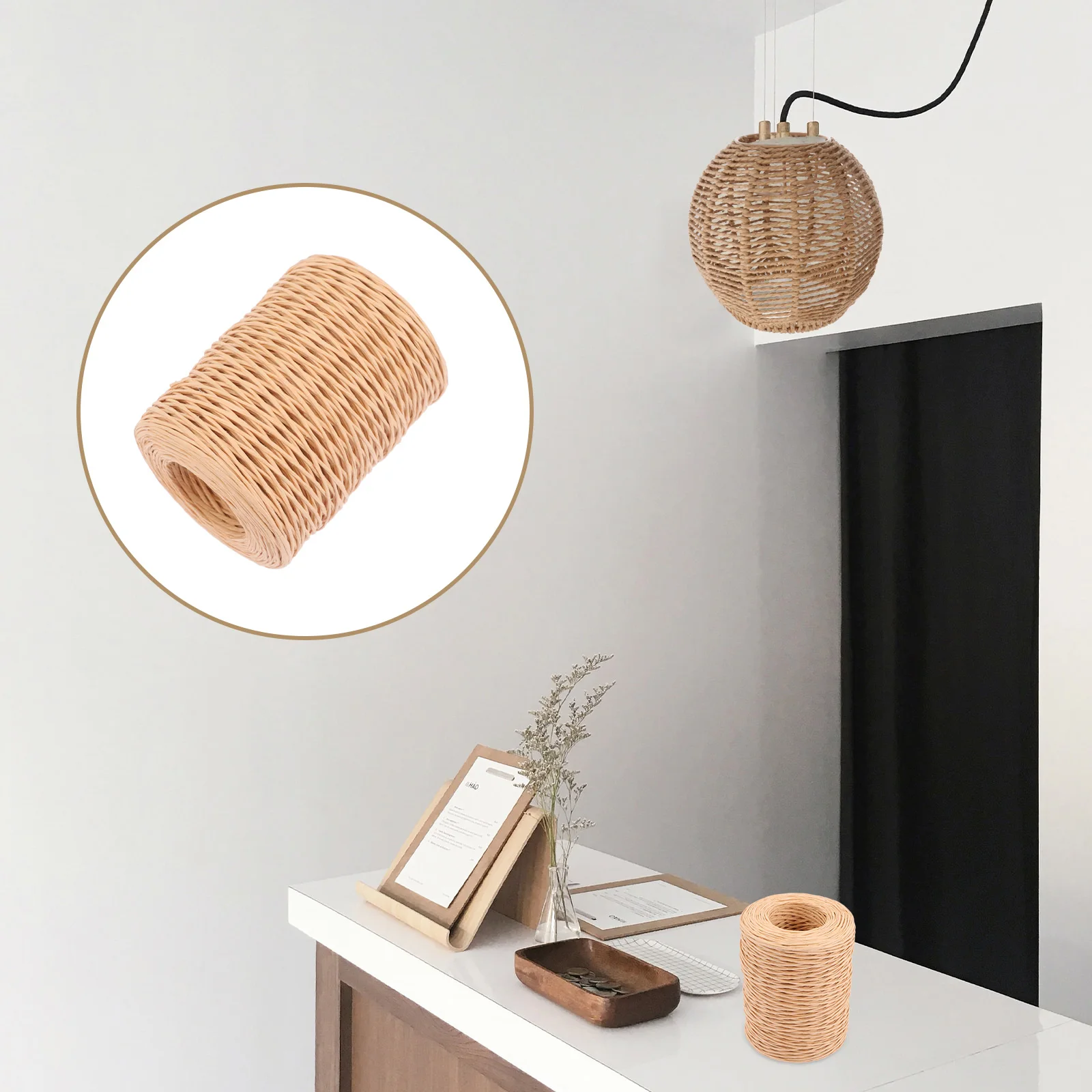 

Lamp Shade Material Rattan Lamp Reeds Small Faux Rustic Pendant Shade Straw Bamboo Branches Household Drum Tabletop Cover