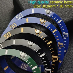 38mm * 30.7mm ceramic bezel suitable for setting 40mm NH35 case, high-quality bezel, green/black/blue/red watch replacement acce