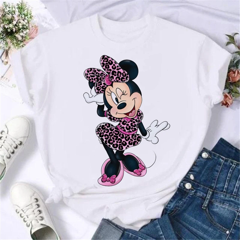 Kawaii Disney Cartoon Minnie Gedrukte T-shirt Damesmode Mickey Mouse Wit Oversized T-shirt Vrouwelijke Kleding Dames T-shirts