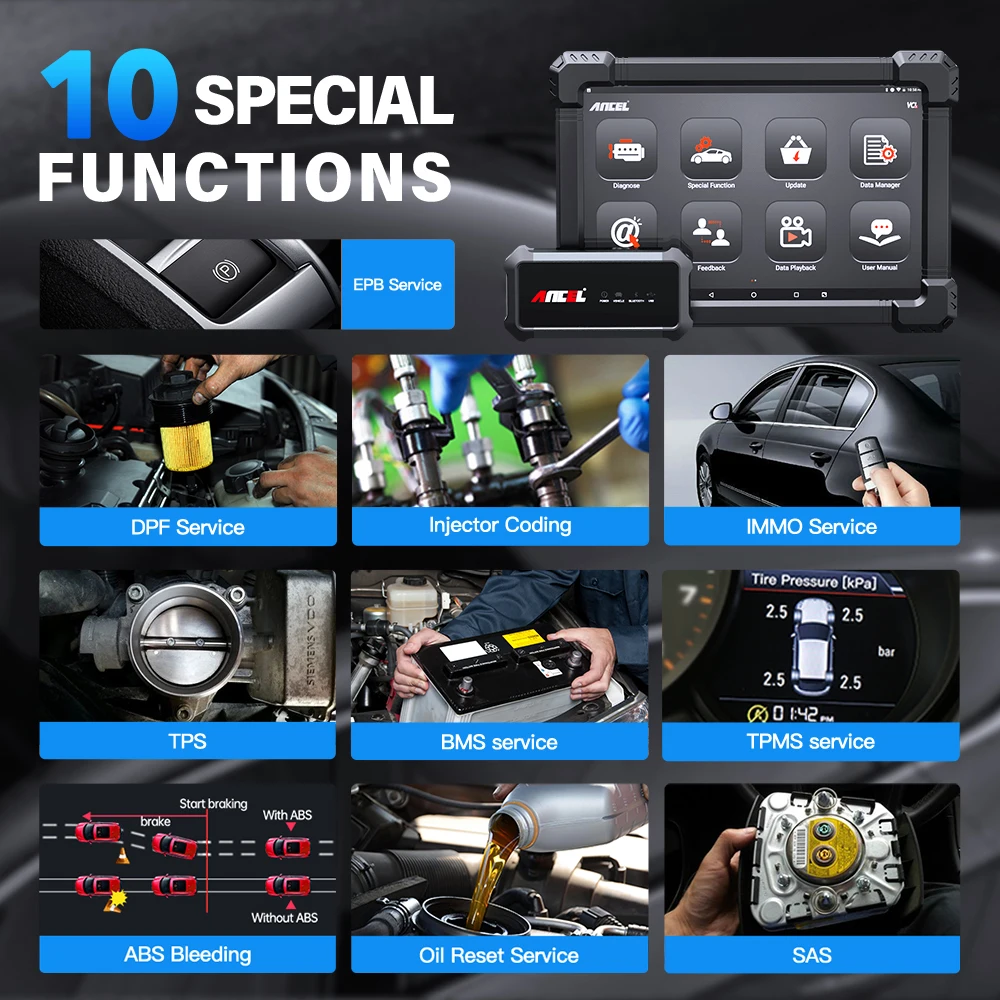 Ancel X7 OBD2 Automotive Scanner Professional OBD Scanner Full System ABS Oil EPB D-P-F Reset Bluetooth Diagnostic Tool