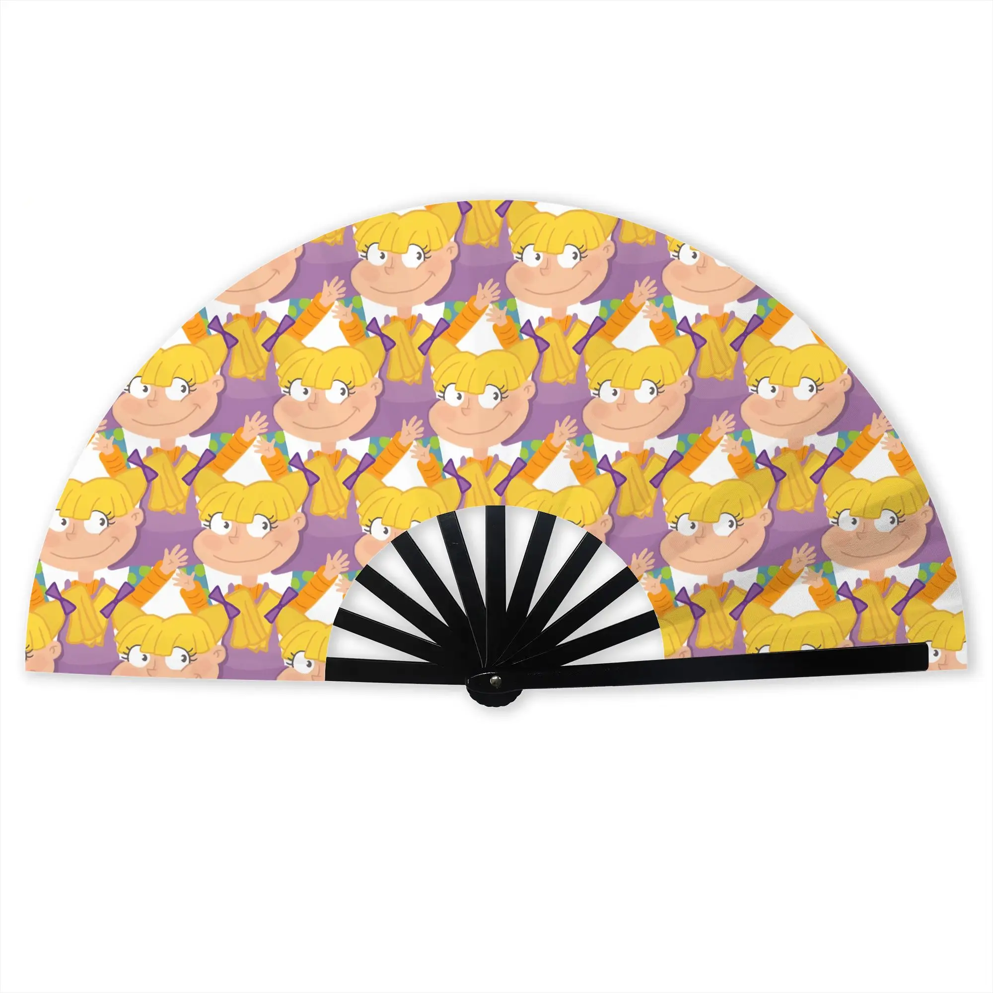 Customized R-Rugrated Manga Portable Pocket Fan Outdoor  Polyester Folding Fan Chinese Dance Handheld Cooling Fans