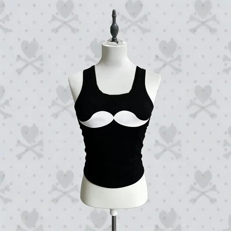 Japanese Lovely Sling Print Crop Top Short All-match Casual Elegant Slim Tanks Streetwear Hop Minority Exquisite Tops
