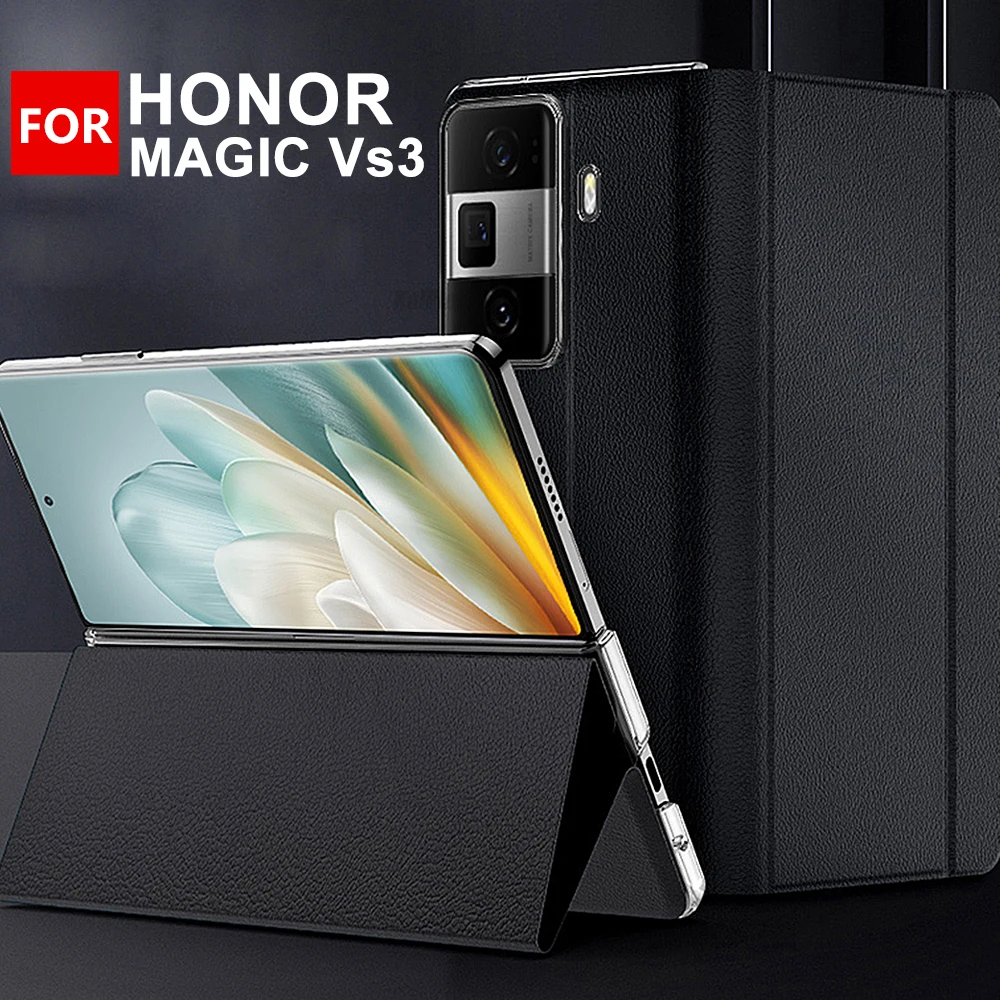 Genuine Leather Flip Cover For Honor Magic Vs3 Original Magnet Smart Touch View Wake Sleep Up Protection Stand Case for MagicVs3