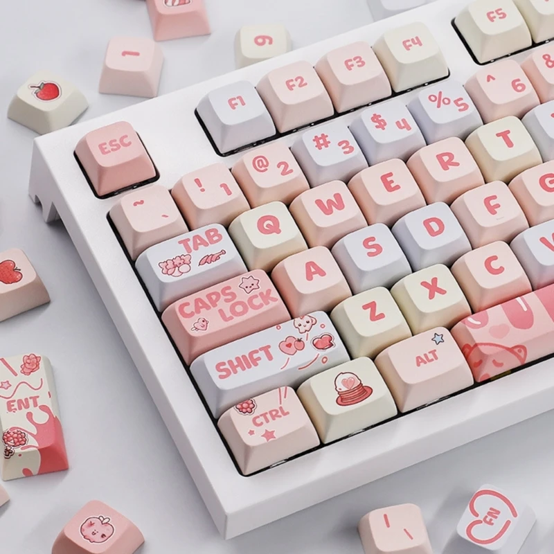 133 Keys Creamy Strawberry Keycaps XDA Thick PBT Keycap For 61/87/104/108 Layout Mechanical Keyboard Drop Shipping