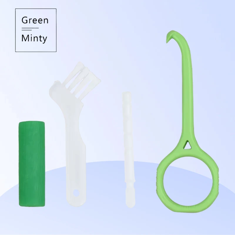 

3Pcs/set Full Orthodontic Retainer Braces Extractor Small Brush Bite Hose Combo Set White/green Denture Care Tool