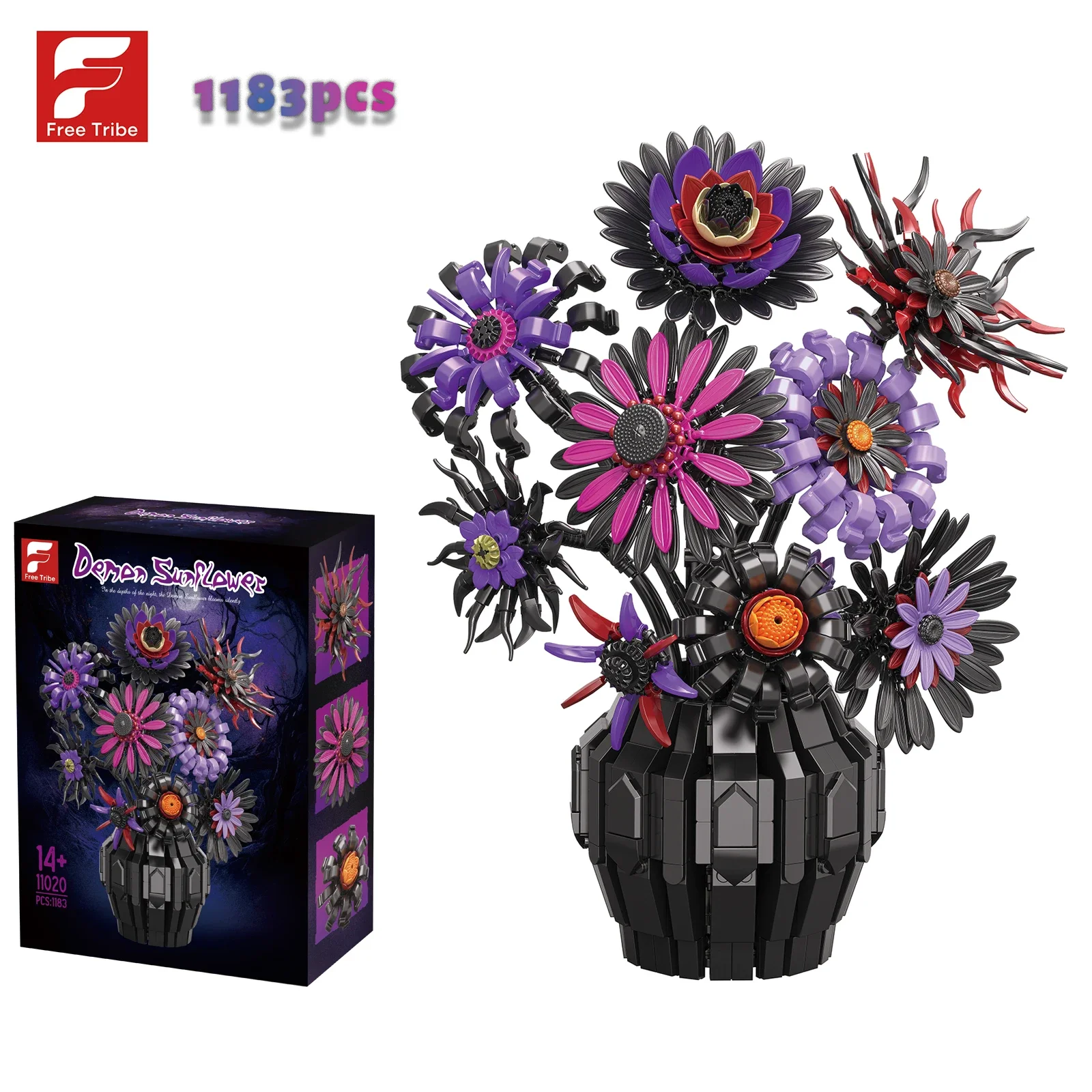 

1183 шт. демон подсолнух строительные блоки растения в горшках цветы букет модель готический реквизит для фотосессии домашний декор игрушки для девочек женские подарки