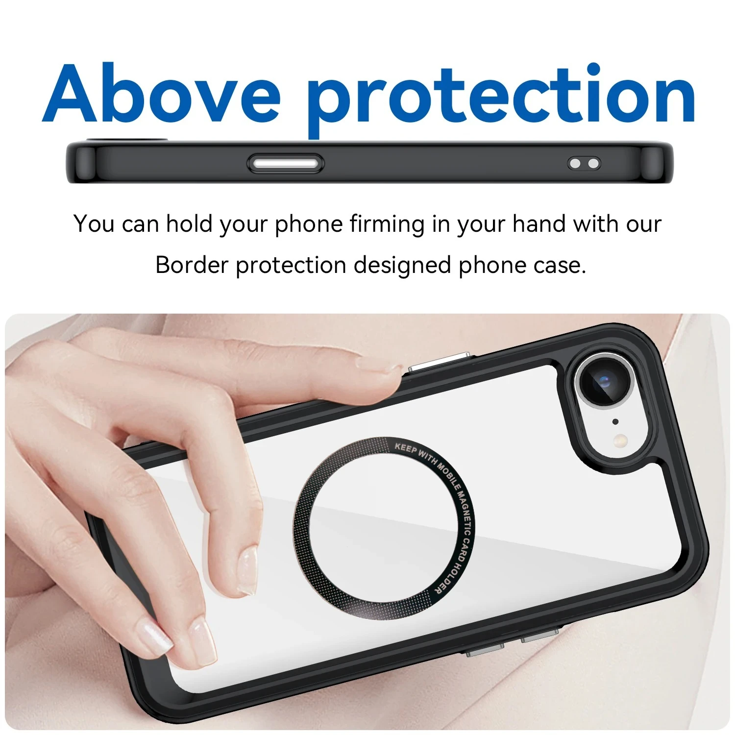 For IPhone 17 E 16e 17 16 15 14 Plus Pro Max Air Cases for Magsafe Hard PC Soft Frame Clear Car Magnetic Holder Back Phone Cover - view 3