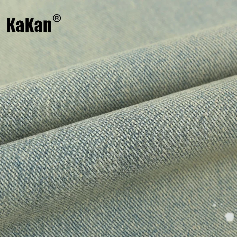 Kakan - European and American High Street Straight Tube Washed and Worn Out Jeans for Men, Mid Waist Zippered Long Jeans 41-5850