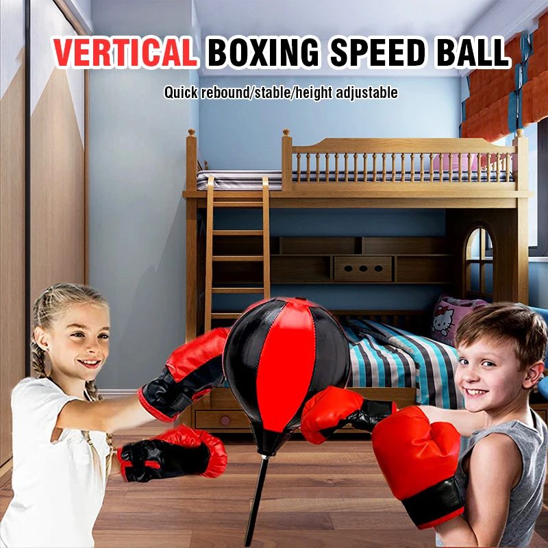 Boks voor kinderen Sportspeelgoed Staande opblaasbare boks-snelheidsbal met handschoenen Verstelbare hoogte 1,1 / 1,25 m Buitenspel voor binnen