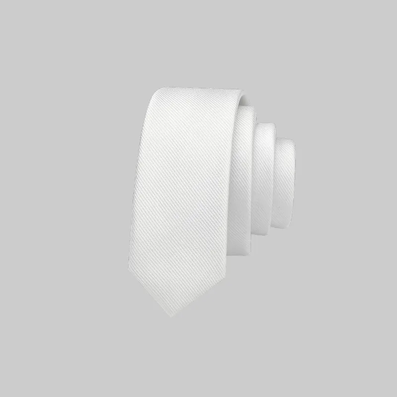 

High Quality Solid Color Fashionable Casual White Men's Narrow Version 4CM Slim Fit Shirt Accessories Banquet Hand Tied Necktie