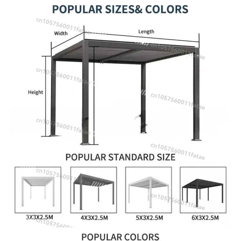 

Electric Gazebo Waterproof Aluminum Pergola Kit Light Emitting Diode Accessories Outdoor Cabin Turkey Optional Electric