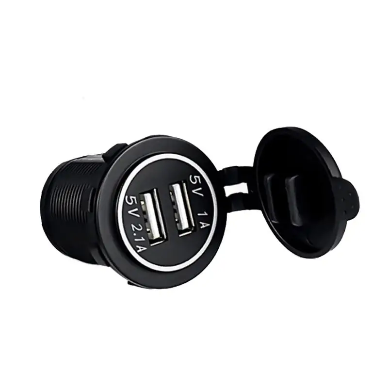 1Pcs 5V 2.1A/1A Car Charger Waterproof Port Socket Cigarette Lighter 12V/24V Dual USB Outlet Replacement For RV Camper Accessory