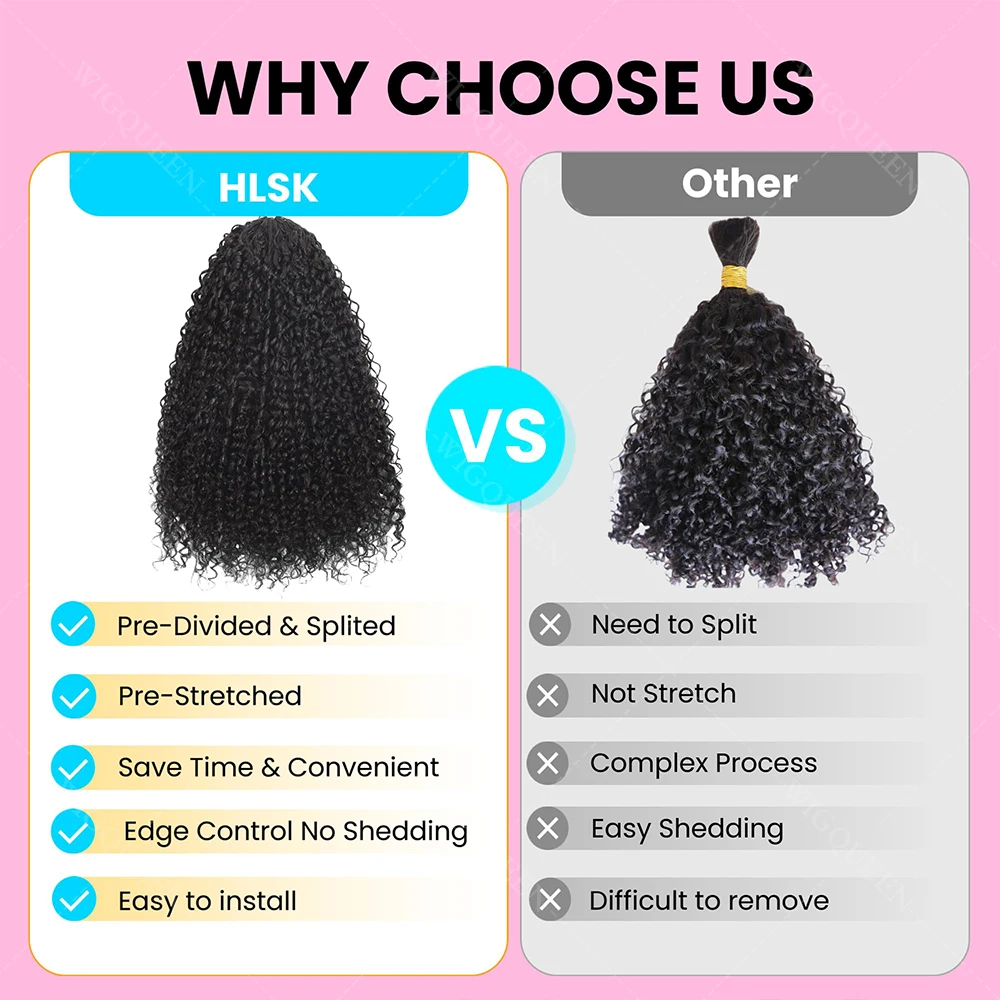 12A الأفرو غريب مجعد الكروشيه الشعر البشري مع سلسلة قبل يحلق قابلة لإعادة الاستخدام ريشة اللوالب الصغيرة مجعد وصلات شعر كروشيه جديلة