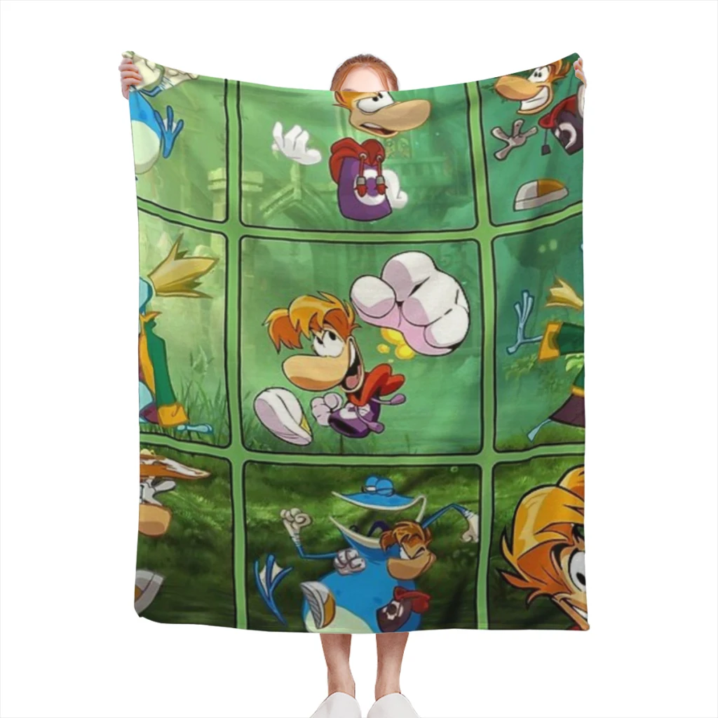 Rayman characters squares Comfortable Flanne Blanket Comforter Flannel Soft throw Blankets Warm Home and Decoration