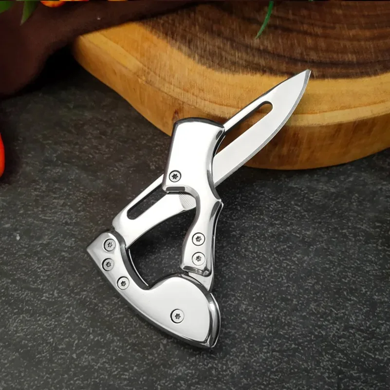 Klappmesser für Grill, Fleisch, Obst und Fisch - Küchenmesser mit Edelstahlgriff - Kochmesser zum Schneiden und Allzweckgebrauch – Detail 10