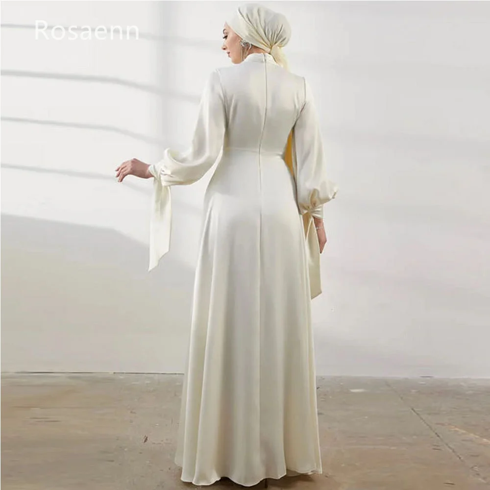 Customized Muslim Elegant A-line High Collar Wedding Dresses 2025 New Design Satin  Bride Gown Draped Pleat robe de mariée Pleat