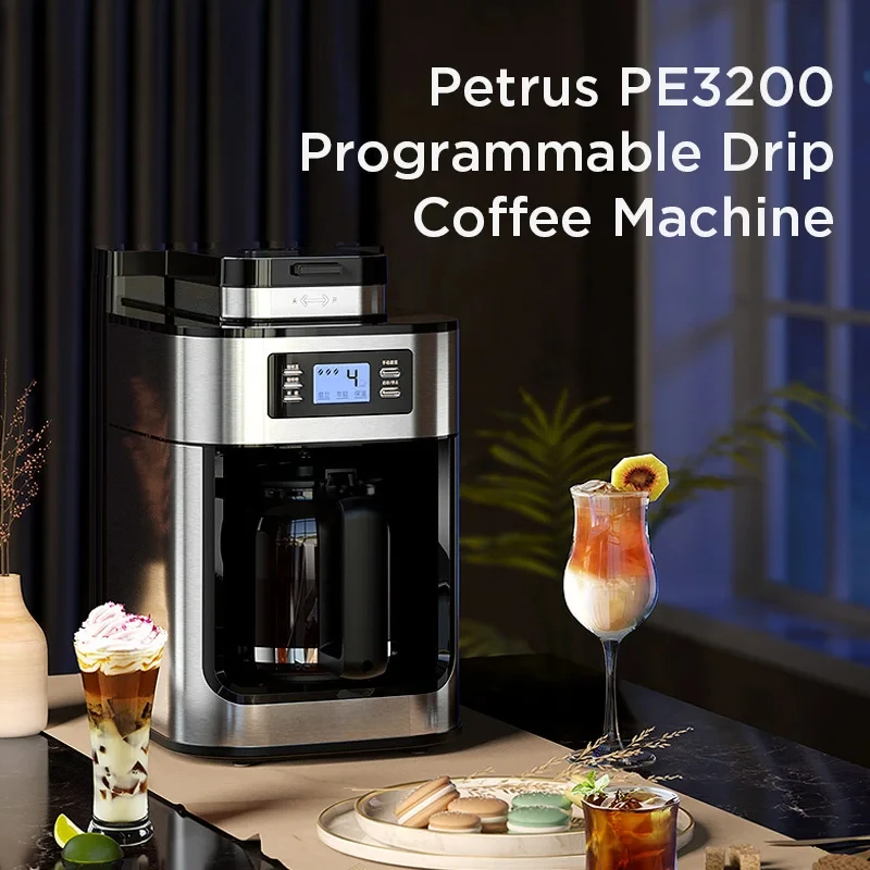 لآلة القهوة الأوتوماتيكية المصنوعة من الفولاذ المقاوم للصدأ سعة 10 أكواب ماكينة صنع القهوة بالتنقيط ماكينة القهوة مع مطحنة مدمجة