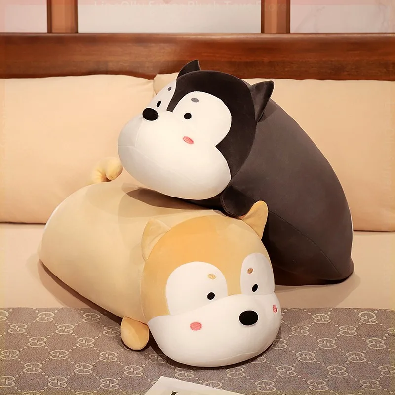 Kawaii Chubby Corgi Husky Dog Plush Throw Pillow Cute Stuffed Animals Fluffy Round Fat Puppy Plushie Dolls Sofa Chair Cushion