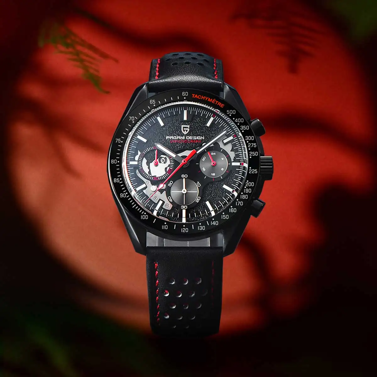 

Мужские часы PAGANI DESIGN 2026 Retro Red, модные кварцевые часы, водонепроницаемые, скелетонизированные, роскошные, спортивные, хронограф, сапфировое стекло с AR-покрытием.