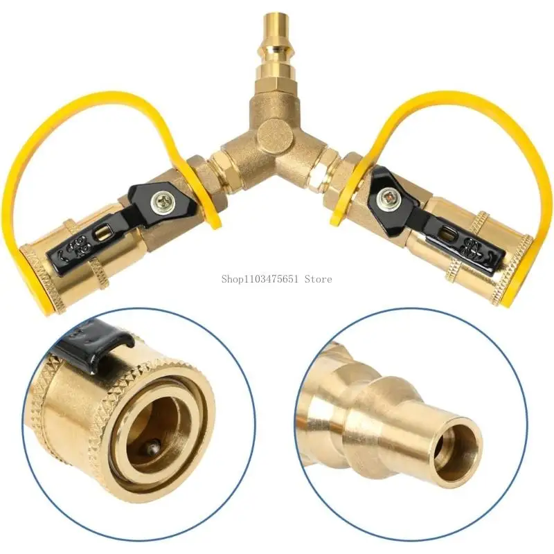 Double Port Metal Propanes Valves Quick Adapter For Outdoor Appliance Hookups