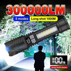 High Power Rechargeable Led Flashlight Very Strong Led Flashlight Rechargeable With Side Light Torch For Outdoor Camping Hiking