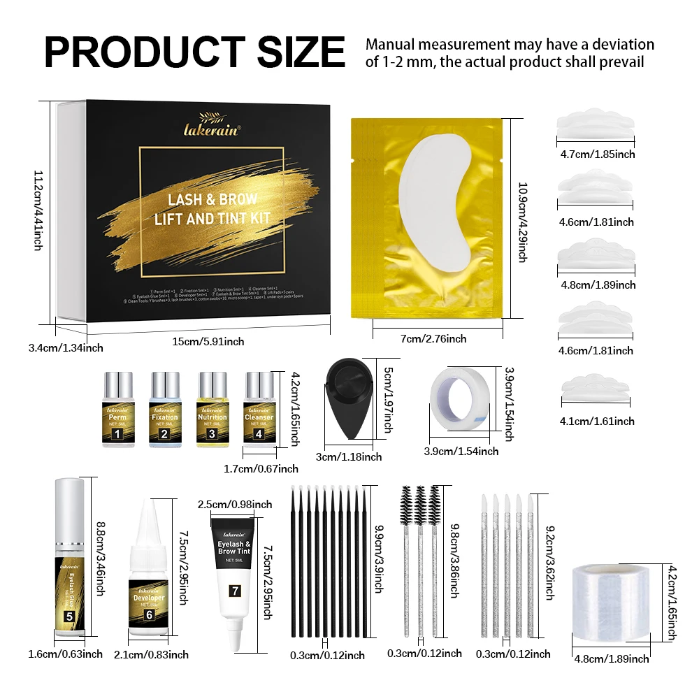 ชุดยกขนตาและคิ้ว Lakerain พร้อมสี ชุดดัดขนตาและคิ้วแบบถาวร ติดทนนาน สำหรับผู้หญิง
