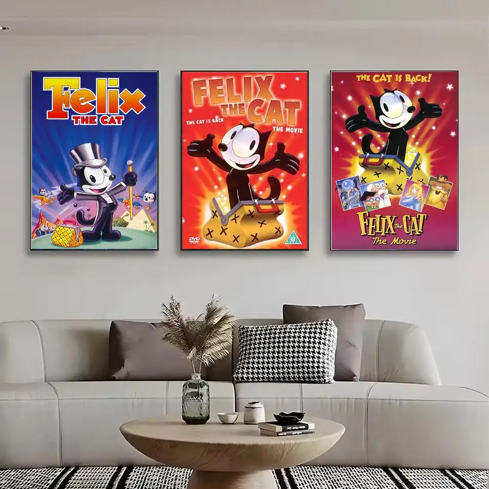 Cartoon Felix The Cat Painting Calligraphy Stylish Canvas Poster Wall Art for Bedroom Living Room Study Home Decor Gift