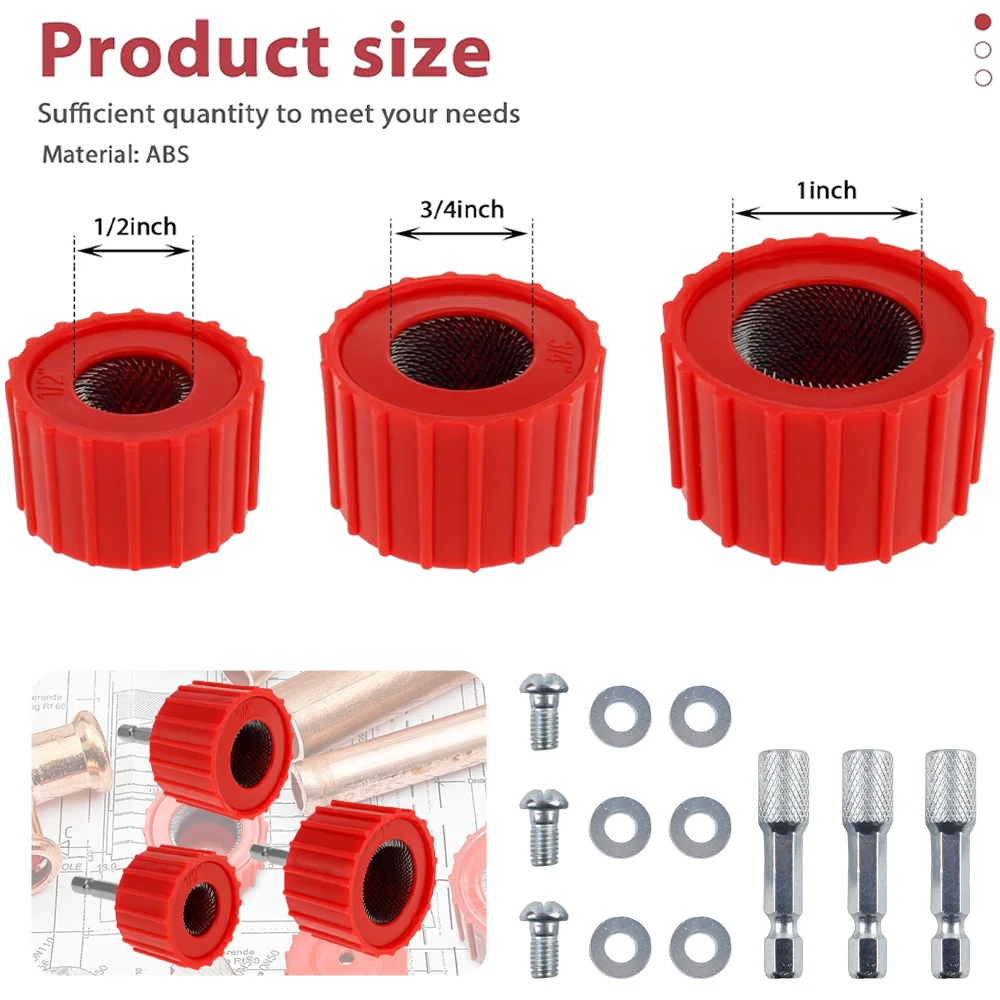 3/9 Pieces Metal Pipe/Copper Pipe Cleaning Brush, Grinding/Rust Removal Tool,Copper Pipe/Stainless Steel Drilling Cleaning Brush