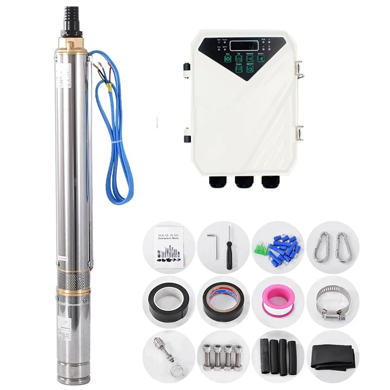 123m permanent magnet synchronous motor solar submersible pump china brushless motor DC110V solar submersible pump kit for well